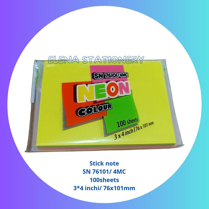 โน้ตสติ๊ก สน 76101 /3 x 4 นิ้ว / 76 x 101 มม. / โน้ตเหนียว