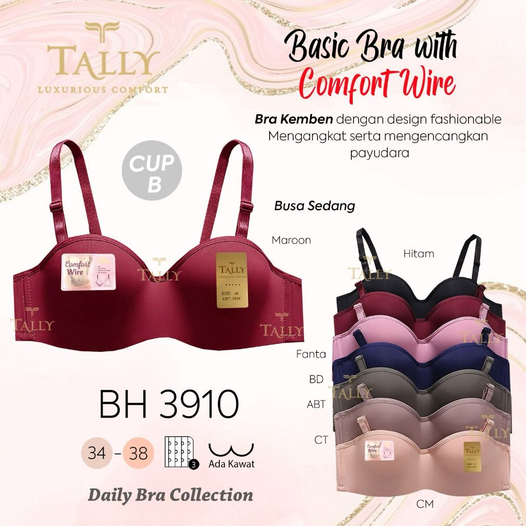 YANTI98 - BH BRA TALLY 3910 - TALLY BRA BH 3910 I CUP B SMALL I WIRED I THIN FOAM (THICK MEDIUM BOTT
