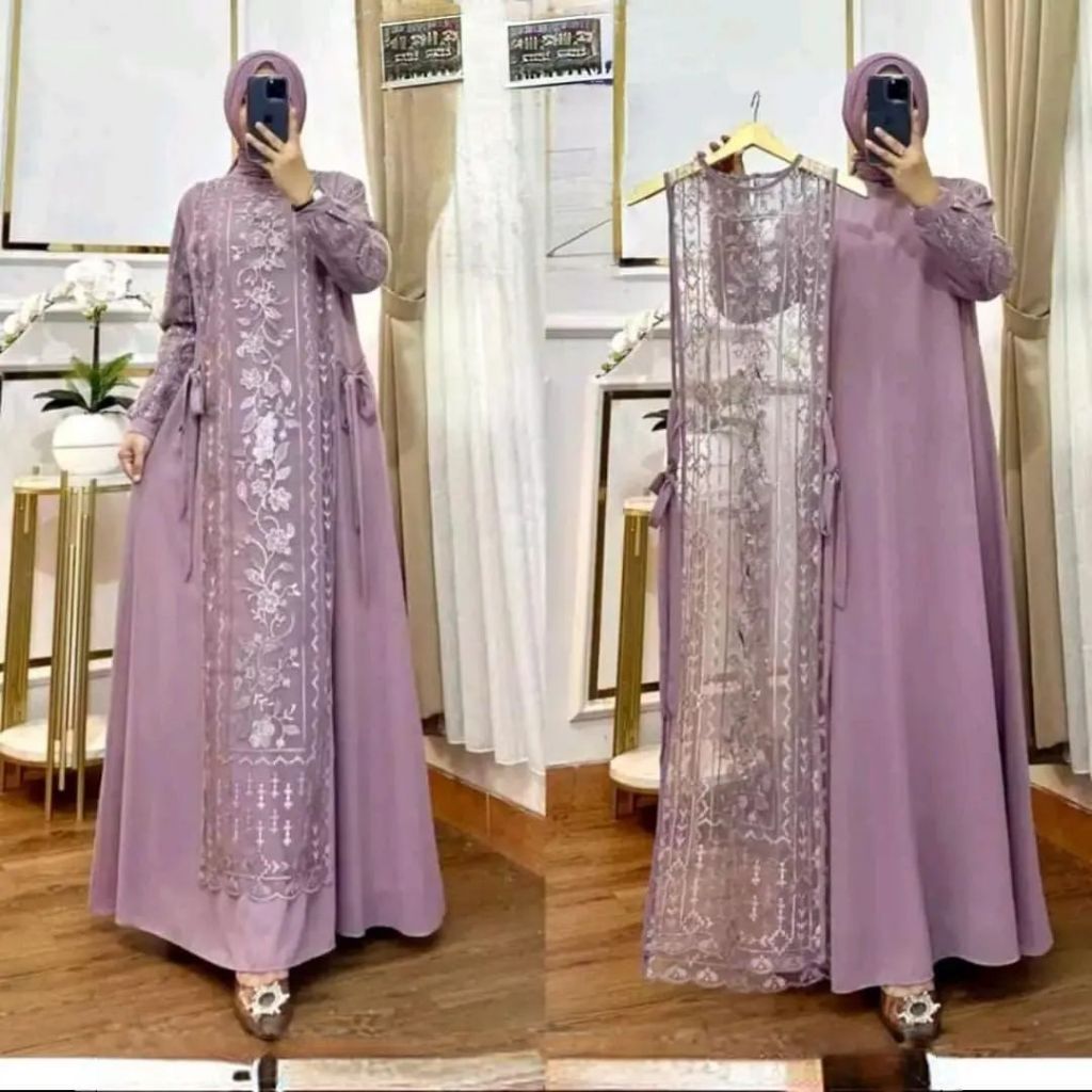 Gamis Party Set Inner+Outer Brocade Premium Brocade Dress Brocade ล่าสุดผู้หญิงด้านนอกผ้า