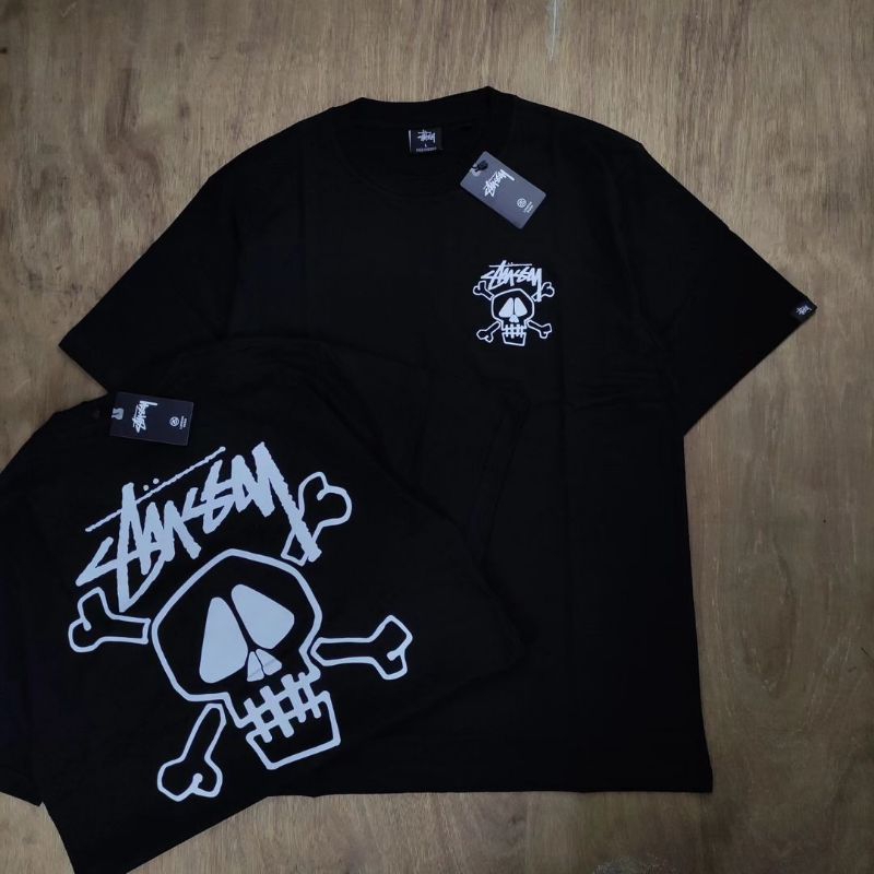 Stussy SKULL AND BONES SKELETON PREMIUM เสื้อยืด FULLTAG