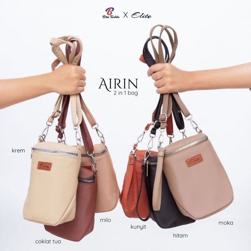 GFR - Airin 2 in 1 Bag By Elite Womens shoulder Bag ผลิตจากวัสดุช็อคโกแลต