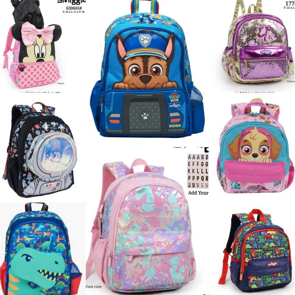 ขายดีที่สุด Smiggle โรงเรียนอนุบาล Playgroup Car Cat สีชมพู Blue FLounder Fish Backpack alllaris88