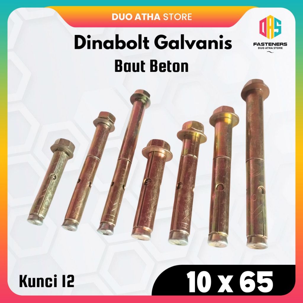 Dynabolt M10x65 / Dinabolt M10 x 65 / สลักเกลียวคอนกรีต 10x65 สังกะสีสีเหลือง 3727