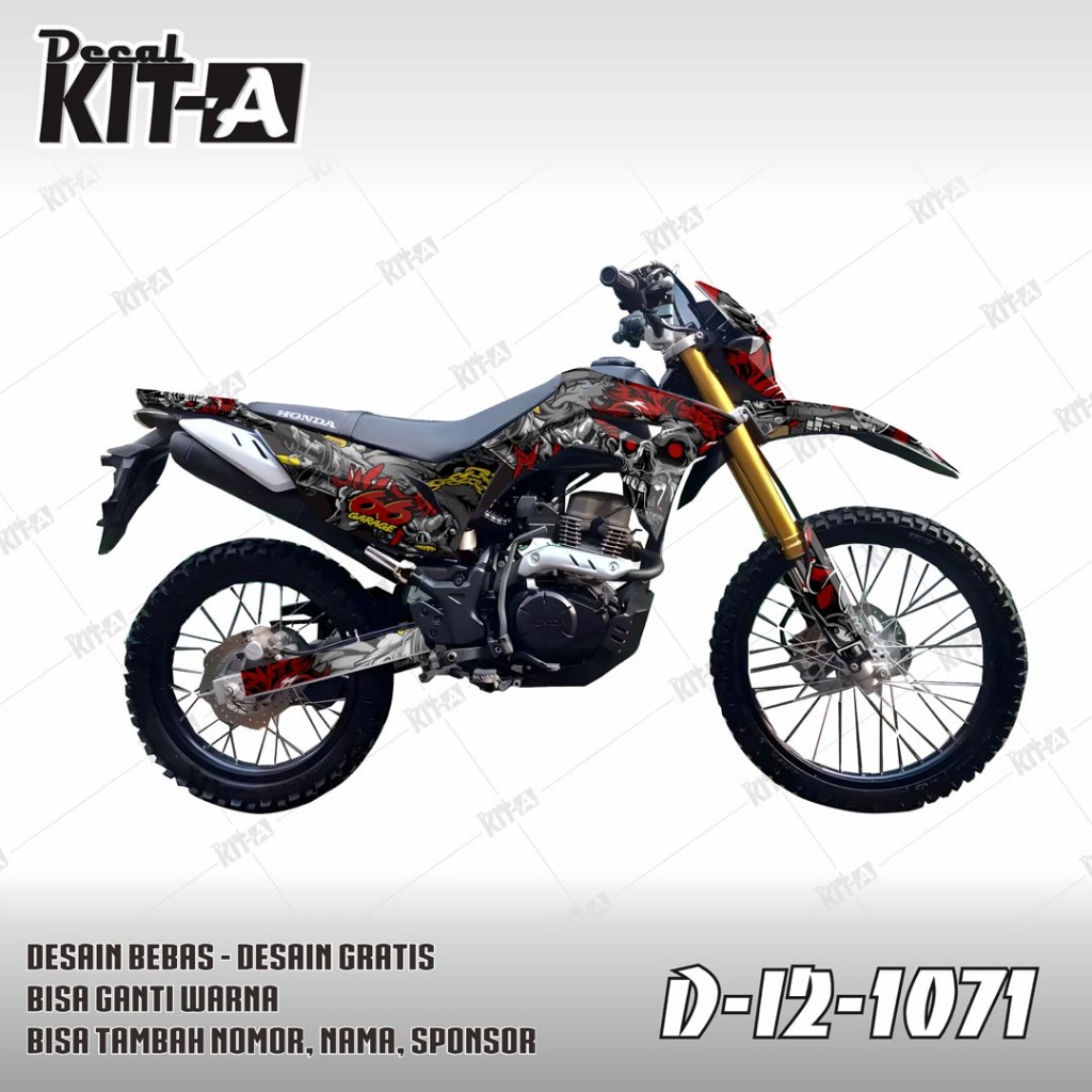 SUPERMOTO DECAL FULL ABSTRACT SKULL CRF 150 - FULLBODY STICKER CRF NEW 2024 D-I2-1071