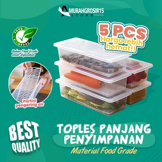 (SET ISI 5) Toples Panjang Serbaguna / Wadah Penyimpanan Sayur Ikan Snack Serbaguna