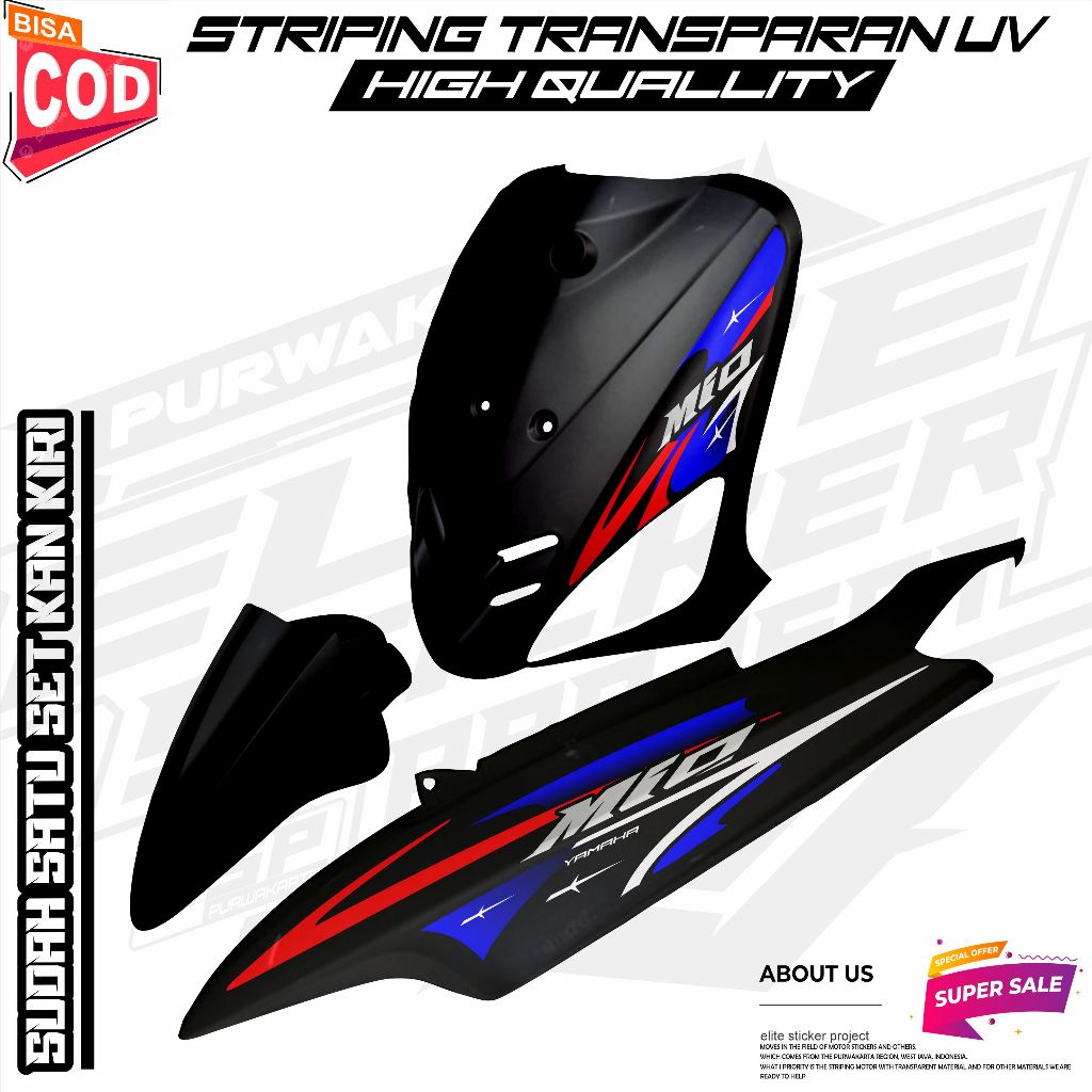 Yamaha MIO SPORTY/MIO SMILLE TRANSPARENT VARIATION STRIPING STICKER LATEST COOL MOTIF หลากหลาย