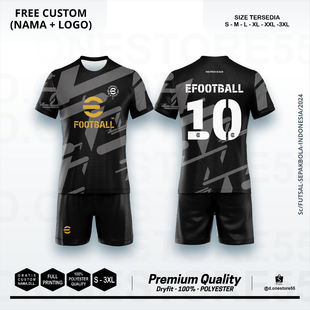 JERSEY EFOOTBALL NOIR 2024 ORIGIN EDITION DRY FIT