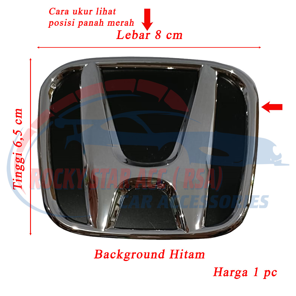 โลโก้สัญลักษณ์รถยนต์ H พื้นหลังสีดํา HRV / Civic / BRIO / Jazz / Mobilio / BRV / City