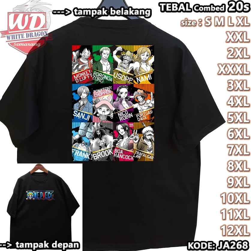 ONE PIECE เสื้อยืดขนาดใหญ่รหัส JA268 JUMBO 2XL 3XL 4XL 5XL 6XL 7XL 8XL 9XL 10XL 11XL 12XL