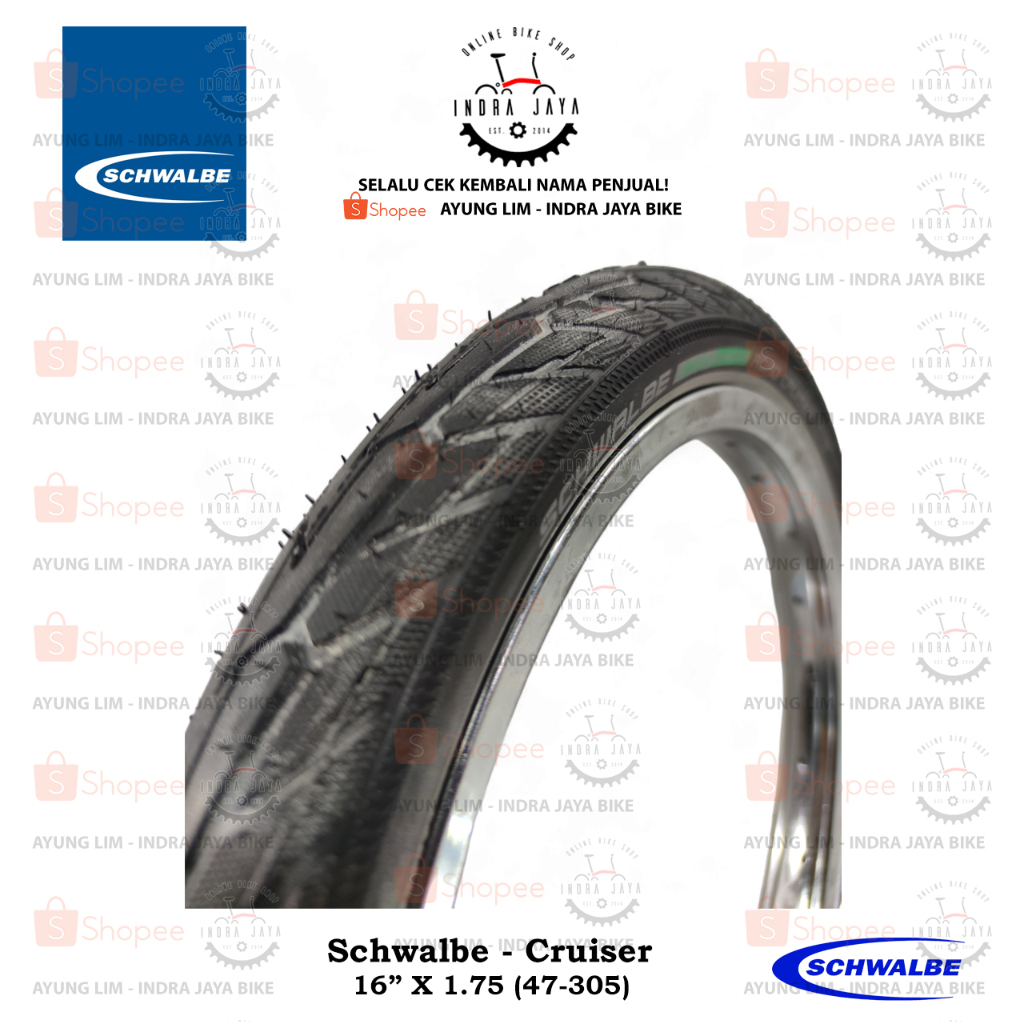 ยาง OUTER SCHWALBE - ROAD CRUISER 16 X 1.75 - (47-3055) - HS484 - [16" PURE ]