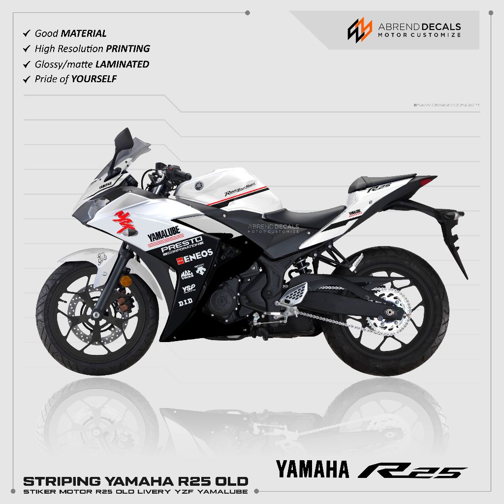 YAMAHA R25 OLD YZF YAMALUBE STRIPING DECAL / R25 สติ๊กเกอร์มอเตอร์ไซค์ / สติ๊กเกอร์ R25 / YAMAHA VAR