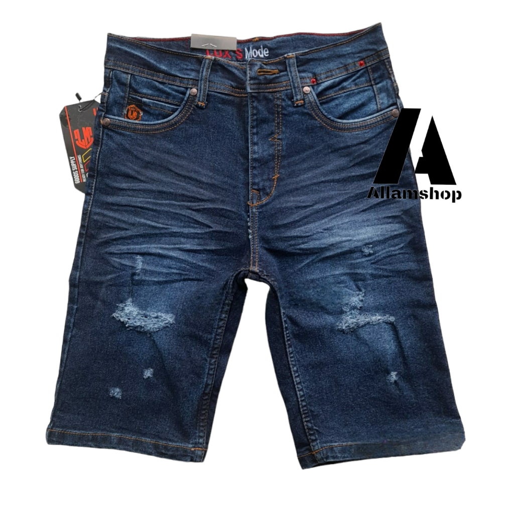 ผู้ชาย RIPPED Short JEANS PREMIUM DISTRO ORIGINAL RIPPED Short Pants ผู้ชาย RIPPED JEANS ยืด