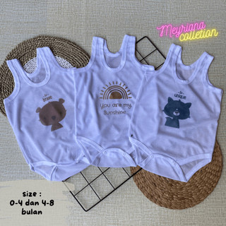 3 PCS Singlet Jumper Bayi / Kaos Dalam Bayi Anak Usia 0-4 dan 4-8 Bulan / Kaos Sangsang Bayi Meyriana Collection