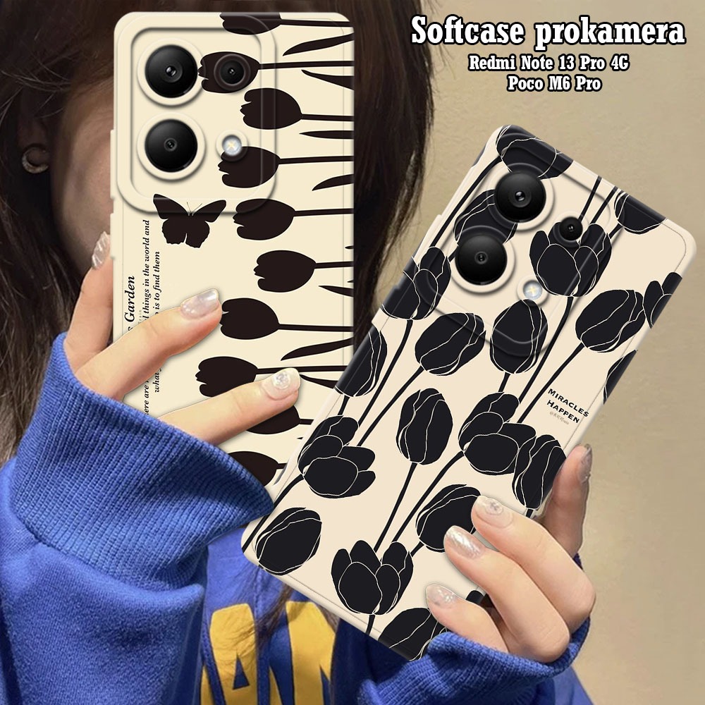 เคส Redmi Note 13 Pro 4G - Poco M6 Pro Silicone Pro Camera Flower Motif (DS18)