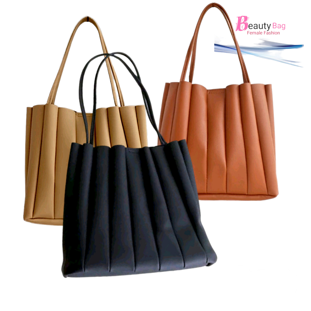 Beauty Tote Bag Large Size Aesthetic Womens Bag เหมาะกับ Laptop Premium Synthetic Leather - totebag