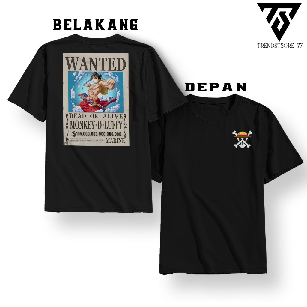 เสื้อยืด LUFFY ANIME WANTED // เสื้อยืด ONE PIECE LUFFY WANTED