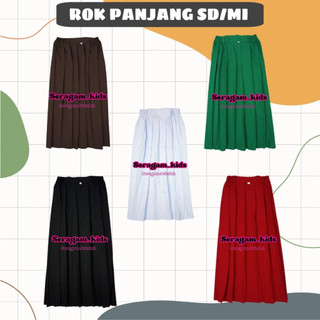 ROK PANJANG Sekolah SD Rok Rempel Perempuan Seragam Sekolah SD MI MERAH HIJAU PUTIH KELAS 1-6 SD