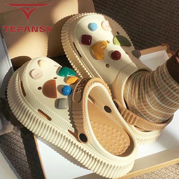 แนวโน้ม Tefansy Baim Fuji รองเท้าแตะสําหรับผู้ใหญ่ผู้หญิง Jibitz Rabit ฝาหลัง Moodel อินเทรนด์ Jibit