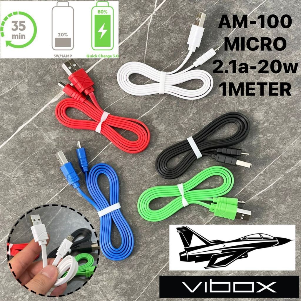 สายเคเบิลข้อมูล Vibox AM-100 Micro Usb V8 1Meter 2.1A 20watt | สาย Casan Micro 20w GLX