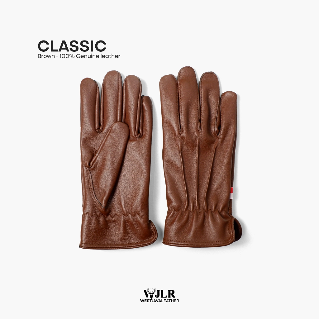 Wj Leather - ถุงมือมอเตอร์ไซค์หนังสีน้ําตาลคลาสสิก
