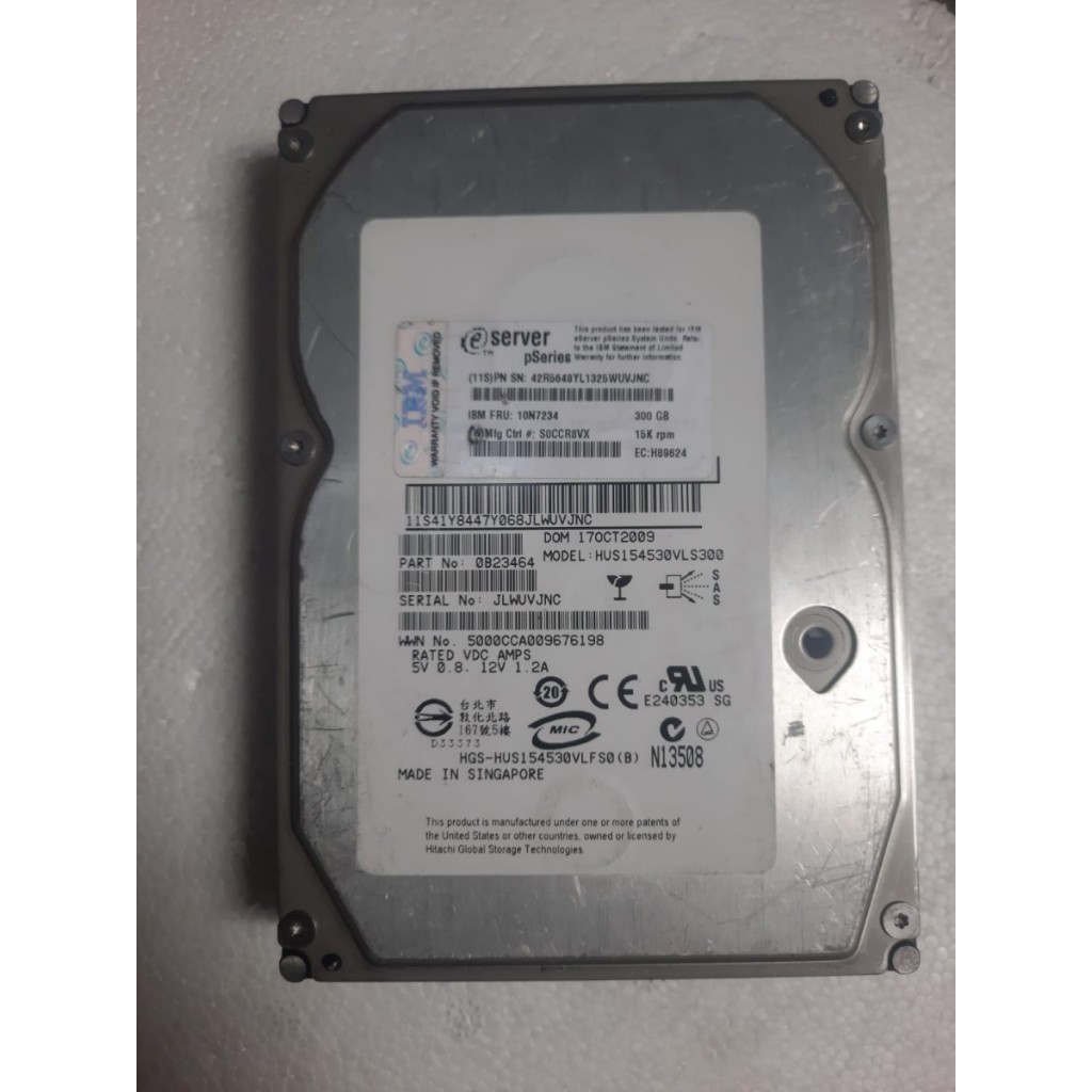 ฮาร์ดไดรฟ์ IBM @SERVER MODEL HUS154530VL300 P/N 0B23464 SAS 300 GB 15K