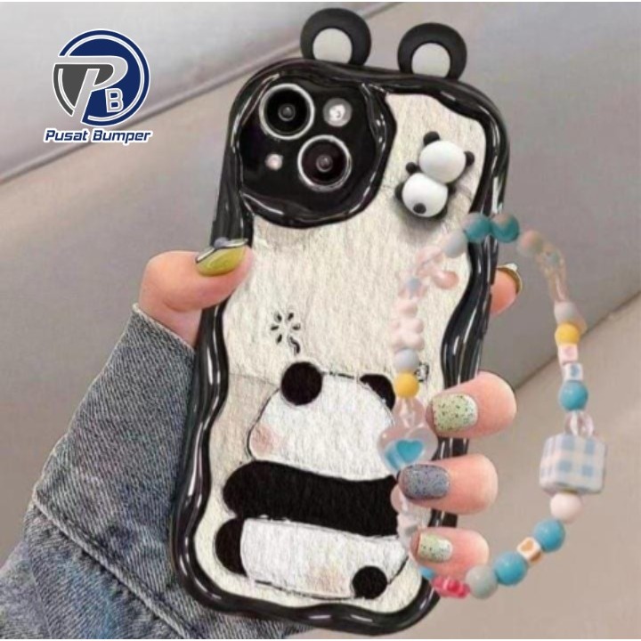 GL048 กรณีพรีเมี่ยม Melting Panda สร้อยข้อมือ Softcase/ปลอก Hp สําหรับ Oppo A5i A5 5G 2025 A3X A74 A