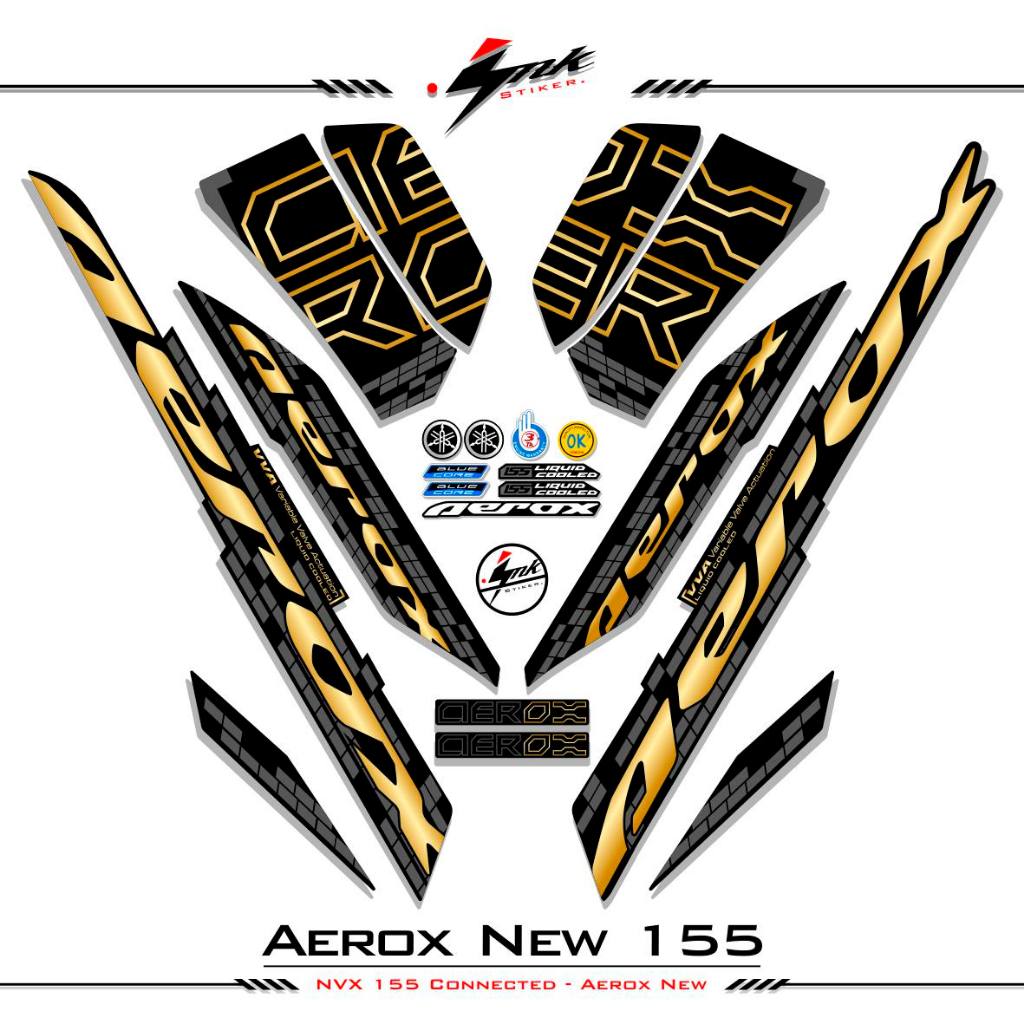 STRIPING AEROX 155 ใหม่ CONNETED MOTIF 9 / สีคอมโบ / ฐานสีดํา / AEROX 155 สติ๊กเกอร์เชื่อมต่อ / AERO