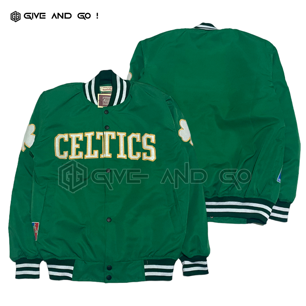 Hijau Varsity JACKET MITCHELL & NES CELTICS GREEN BOSTON TEAM NBA- FULLTAG + LABEL