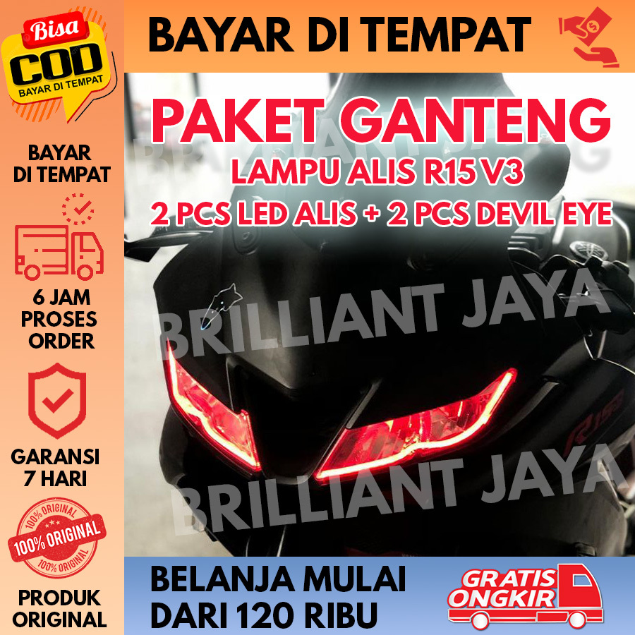 ไฟเขียนคิ้วครบชุด R15 V3 BONUS DEVIL EYE NON-SPOT 2 ชิ้น LED EYEBROW + 2 ชิ้น DEVIL EYE