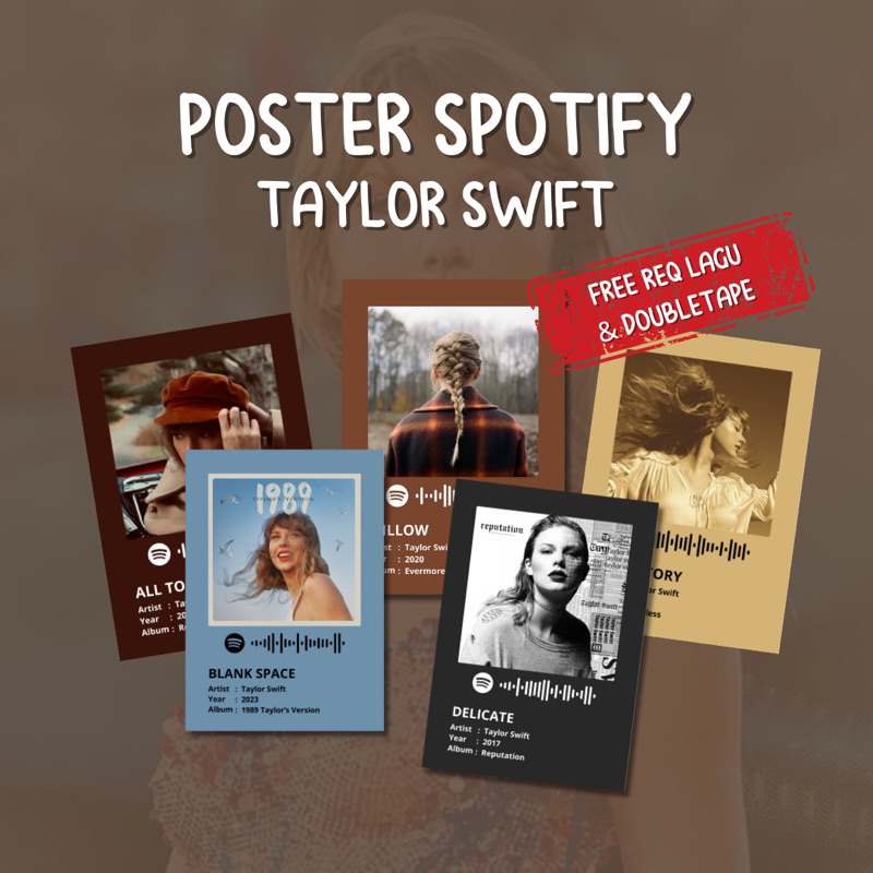 โปสเตอร์ Spotify Taylor Swift | โปสเตอร์สุนทรียศาสตร์ A5 | โปสเตอร์ติดผนัง | ตกแต่งผนัง | ตกแต่งห้อง