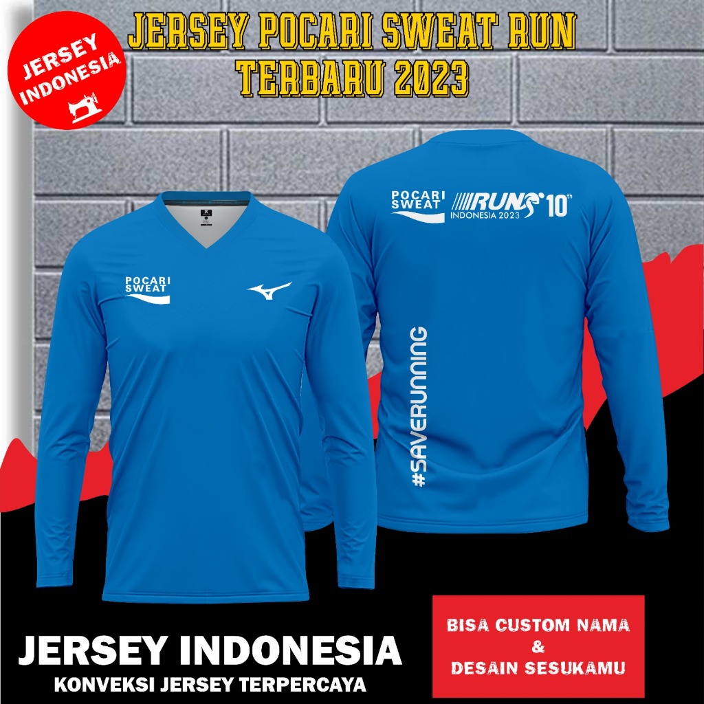 POCARI SWEAT RUN x MIZUNO 2023 เสื้อกีฬาวิ่งแขนยาว, เสื้อเจอร์ซีย์พิมพ์ลายเต็มพร้อมวัสดุ Dryfit สําห