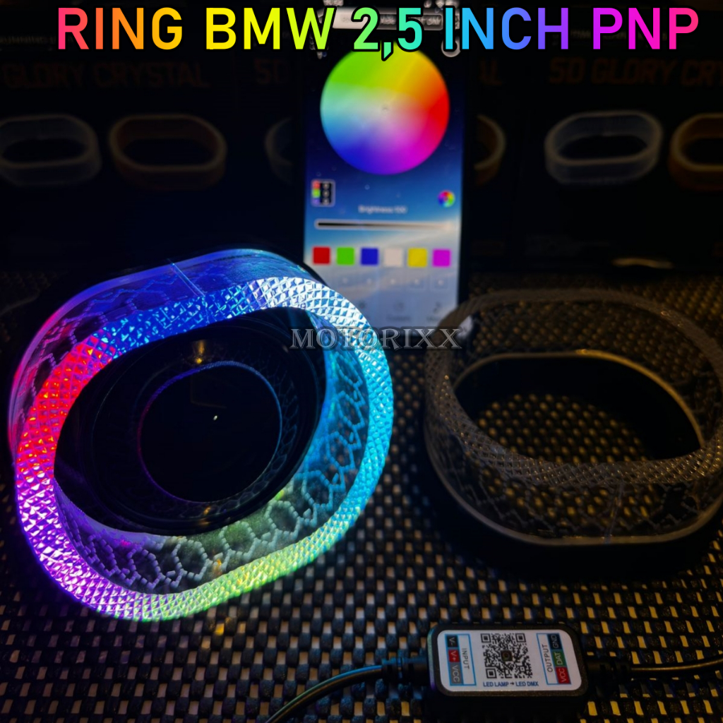 ต้นฉบับ SHROUD BMW SPORT ROUND ACRYLIC 5D CRYSTAL 2.5 INCH 210+ โหมด APPS PNP PROJIE BILED PROCJTOR