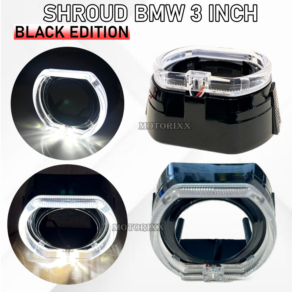 SHROUD BMW 3 INCH AES ดั้งเดิม | แหวนเลนส์โมเดล BMW | โปรเจ็คเตอร์ไบร์ | BMW 3 INCH PREMIUM SHROUD PROJECTOR HEADLIGHT