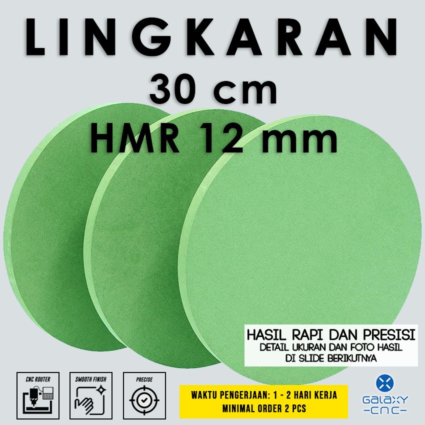 HIJAU 30 cm Circle - 12 mm HMR - บอร์ด MDF สีเขียว / HMR