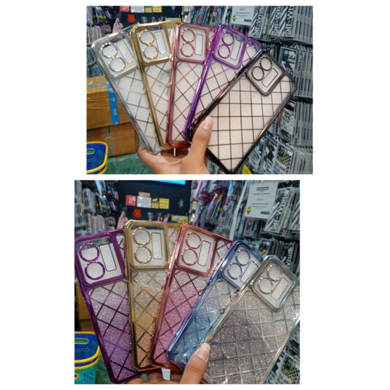 Softcase Octagon Net Chrome + Glitter Oppo Reno 5 Reno 6 4G Reno 7 4G Reno 8 4G Reno 7Z Reno 8Z Reno