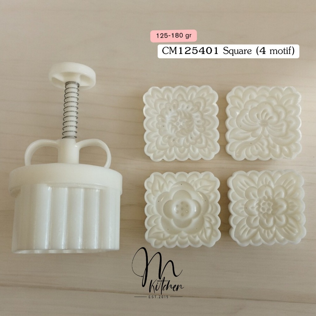 แม่พิมพ์ขนมไหว้พระจันทร์ CM125401 สี่เหลี่ยม 125-180gr (4 ลาย)