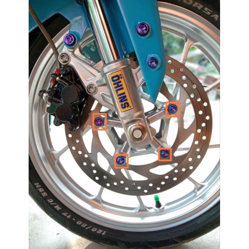 YAMAHA & HONDA TITANIUM DISC BOLT FULL THREAD TITANIUM DISC BOLT