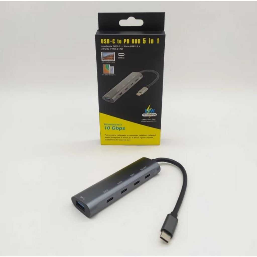 Type-c to hub 5 พอร์ต pd usb-c usb-A 3.0 NB 5n1 60w 10Gbps อลูมิเนียม