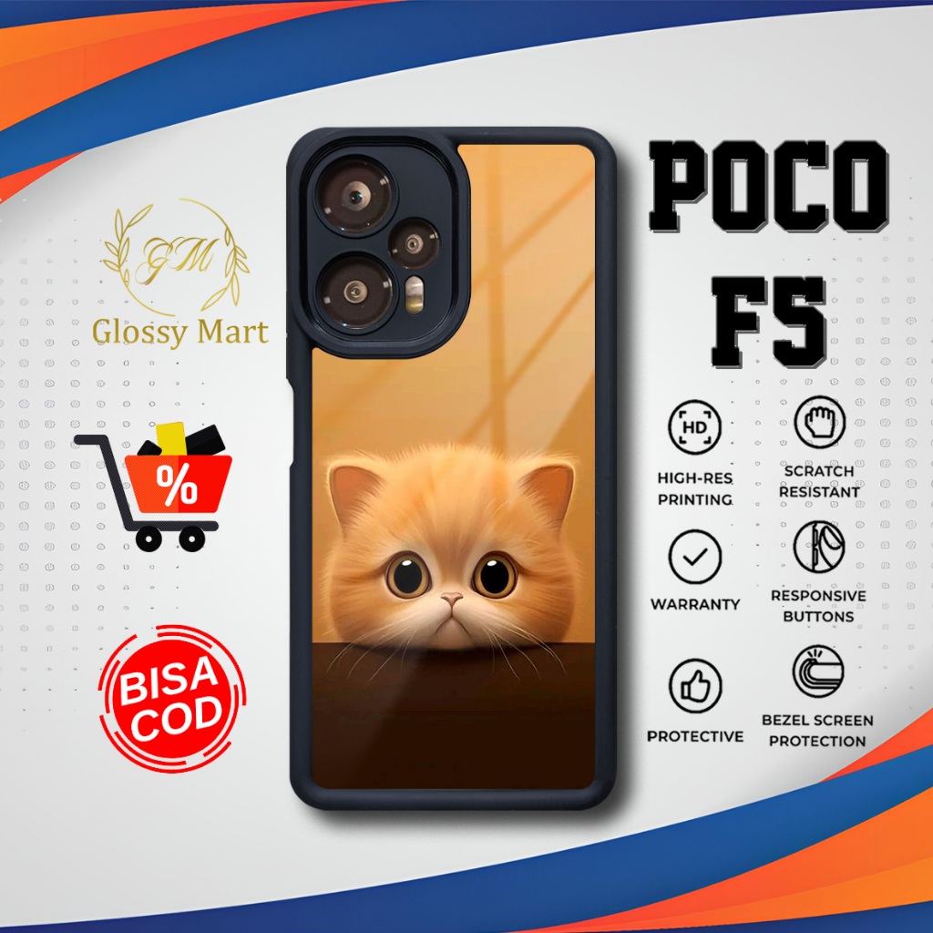 เคส P0C0 F5 ล่าสุด - P0C0 F5 - cute cat Motif - เคส Premium Glossy Softcase Hardcase Material - P0C0