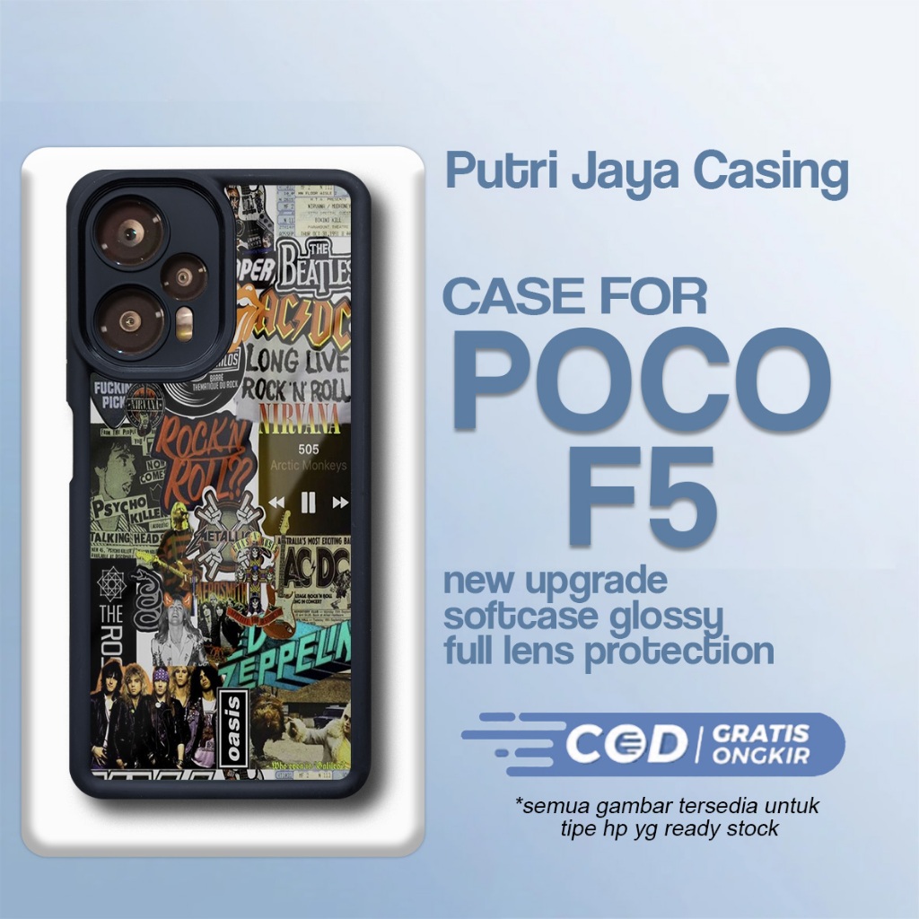 เคส P0C0 F5 ล่าสุด - P0C0 F5 - Band03 Motif - Premium Glossy Softcase Hardcase Material - P0C0 Putri