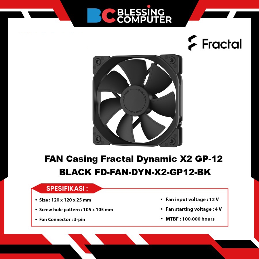 FAN Casing Fractal Dynamic X2 GP-12 BLACK FD-FAN-DYN-X2-GP12-BK