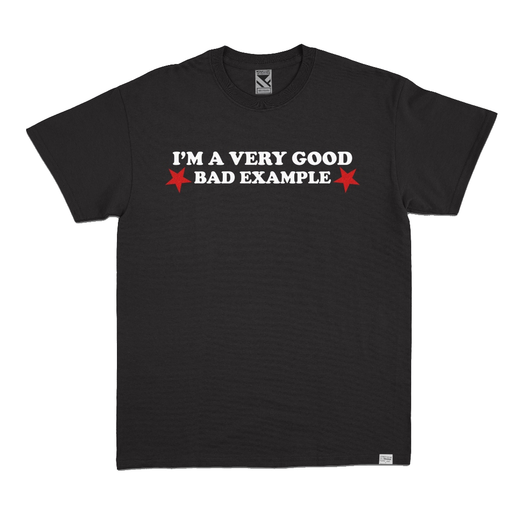 เสื้อยืด ZeroTwentyTwo Aesthetic Typography Bad Example สีดํา | เสื้อยืดคําตลกสีดํา