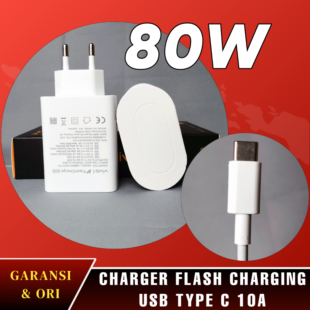 Vivo V29 Fast Charging 80 วัตต์ USB Type C Flash Charge Charger