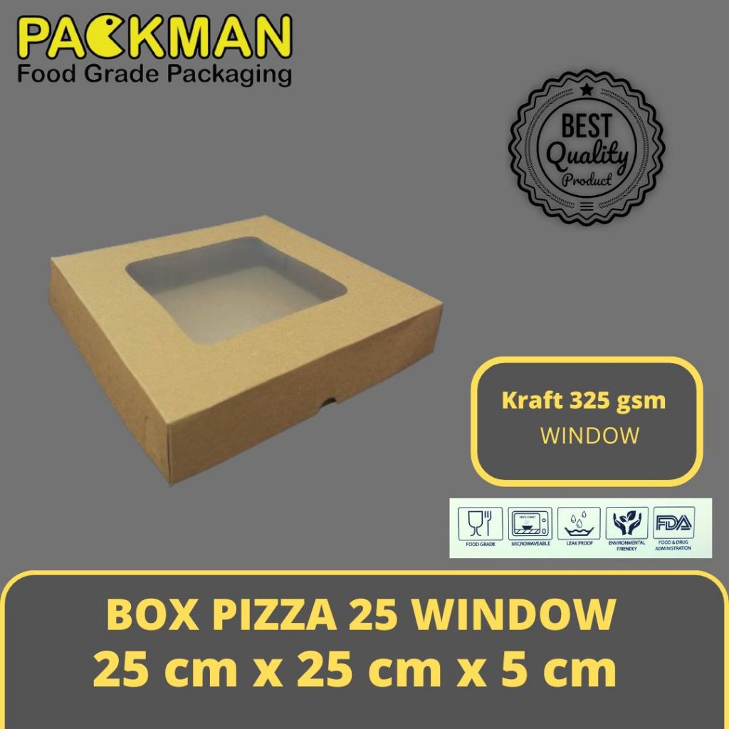 PIZZA BOX 25x25x5 WINDOW / KRAFT BOX - WINDOW