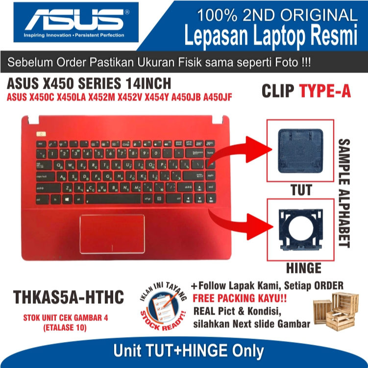 ET10 TKAS5A-HTHC TUT ชุด HINGE คีย์บอร์ดแล็ปท็อป ASUS X450C X450LA X452M X452V X454Y A450JB A450JF A
