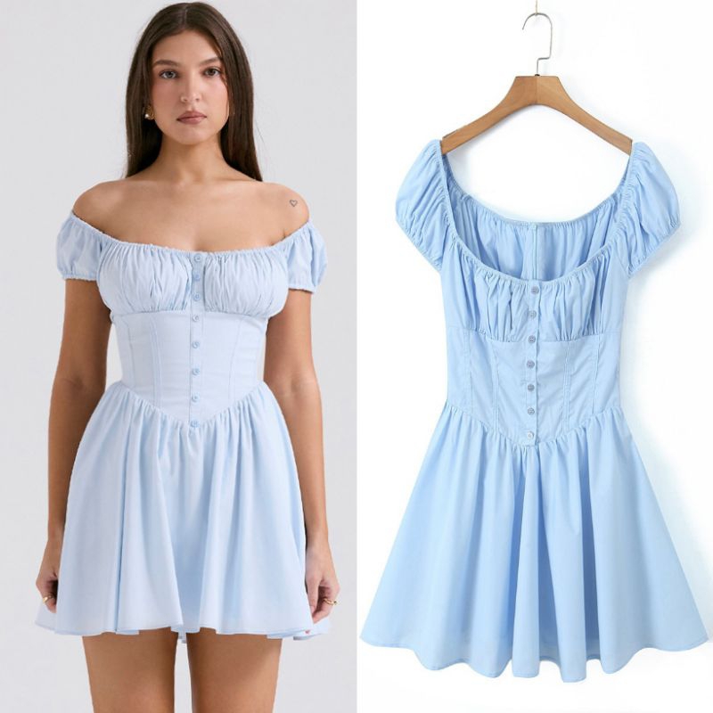 มินิเดรสน่ารักสีน้ําเงิน 75375 (TS)