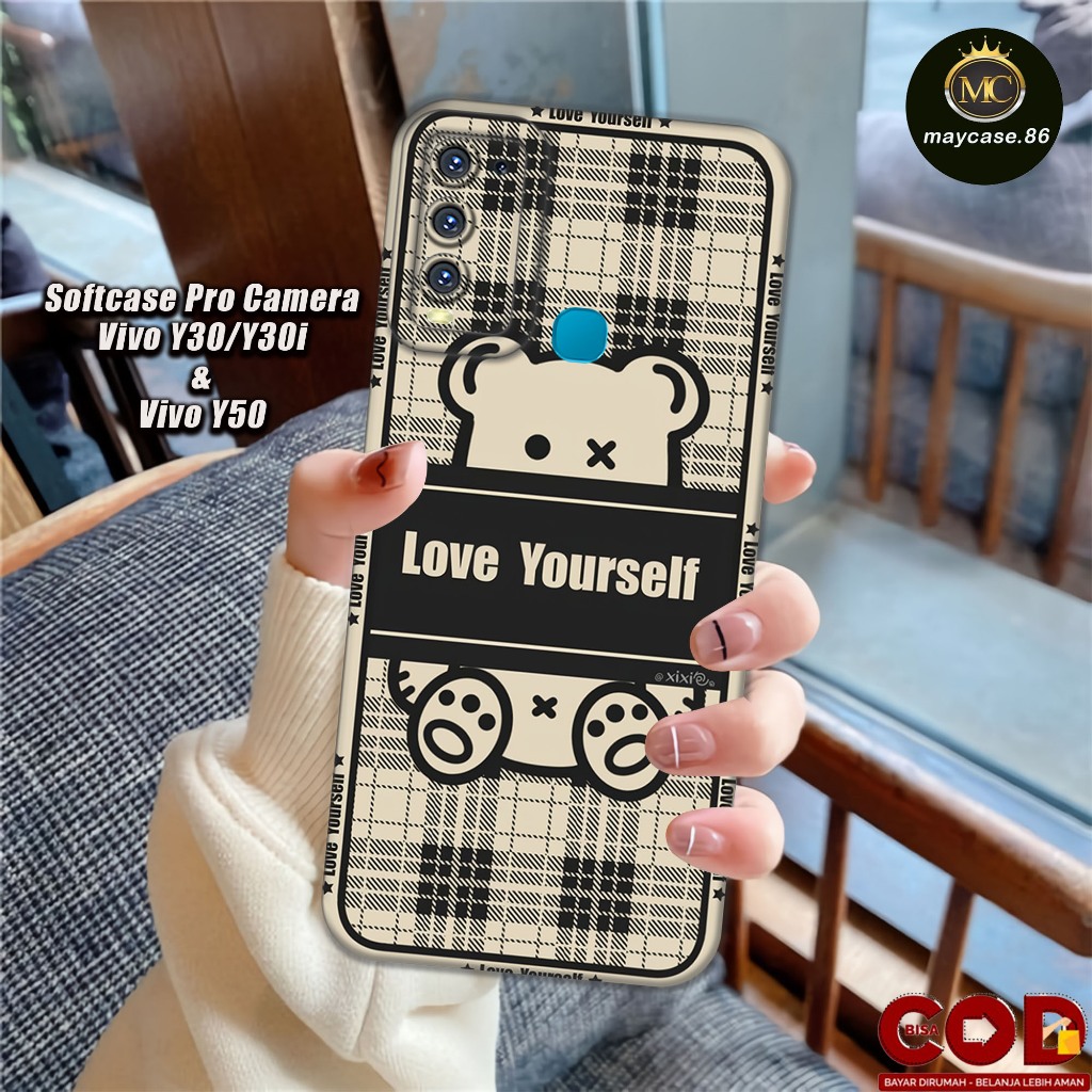 Softcase VIVO Y30/ Y30i/ Y50 4G 2020 ซิลิโคน Pro ปลอกกล้องยางสีดํายืดหยุ่นและหนา - ตัวป้องกันกล้อง H