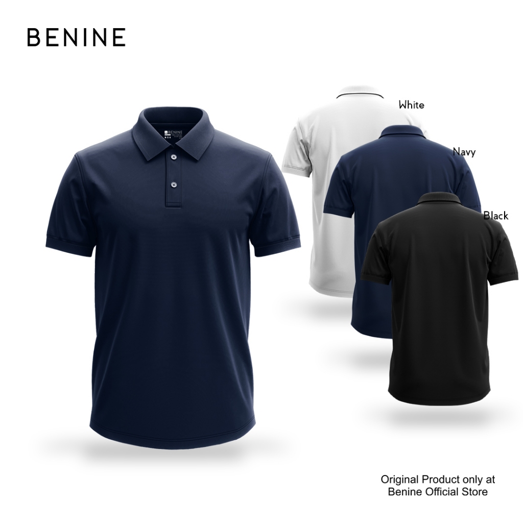 เสื้อโปโล BENINE 24s / สีดําสีขาวกรมท่า / CVC Pique Hexagon