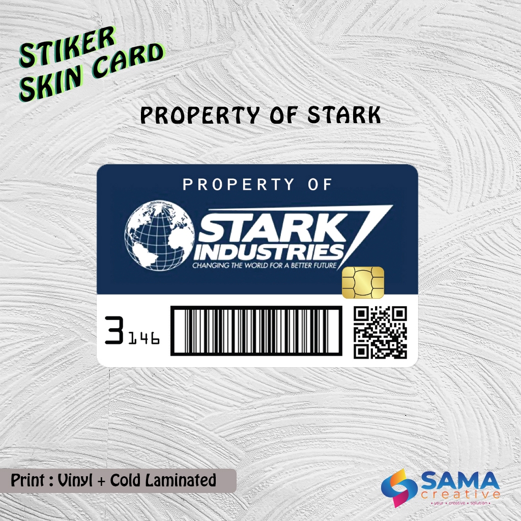 สติ๊กเกอร์สกินการ์ด - ทรัพย์สินของ Stark Industries - Vinyl ATM Debit Credit Emoney Flazz, สติ๊กเกอร์การ์ดการเข้าถึง