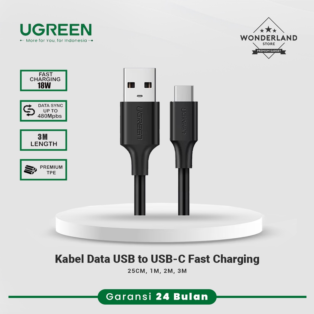 Ugreen สายเคเบิลข้อมูล USB เป็น USB-C Pb 25 ซม. / ความยาวการชาร์จอย่างรวดเร็ว US287